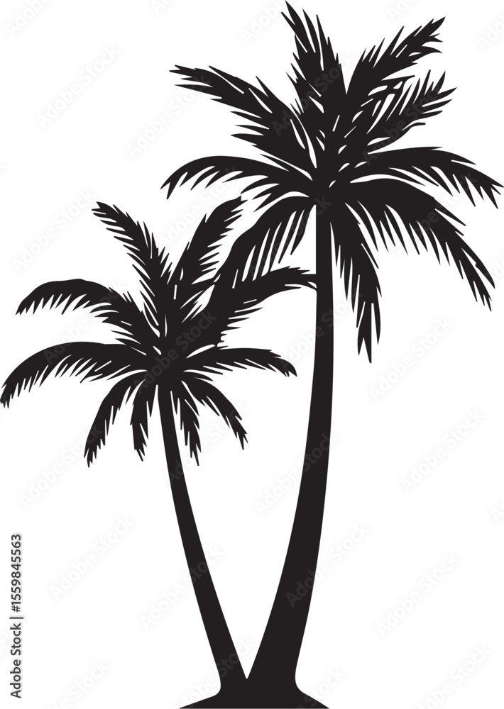 Obraz premium Two Tropical Palm Trees Silhouette