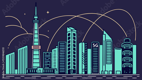 Modern AI and 5G network abstract design #5