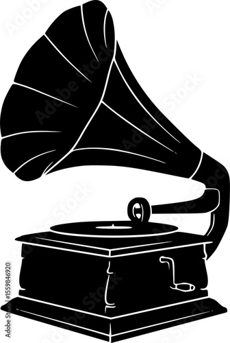 gramophone line art silhouette vector illustration
