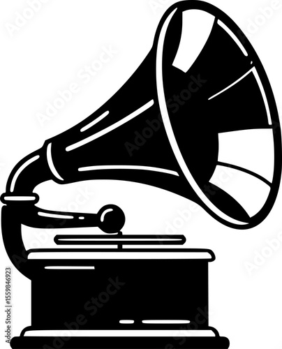 gramophone line art silhouette vector illustration
