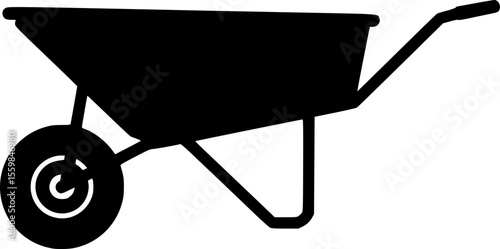 wheel barrow line art silhouette vector illustration
