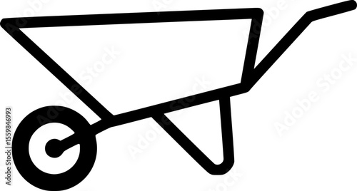 wheel barrow line art silhouette vector illustration
