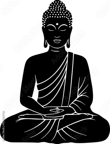 buddha icon line art silhouette vector illustration
