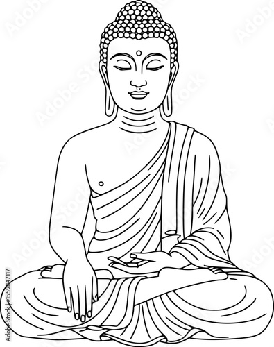 buddha icon line art silhouette vector illustration
