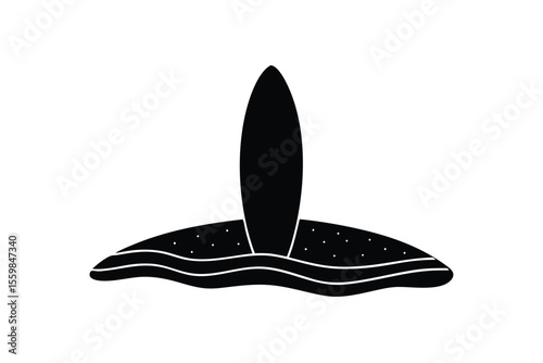 surfboard on sand vector icon