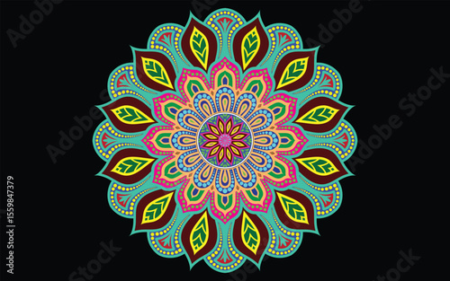 Colorful Mandala vector icon isolated in a white background, easily editable mandala vector, decoration element for meditation poster, yoga, banner, henna, invitation, cover page, design element