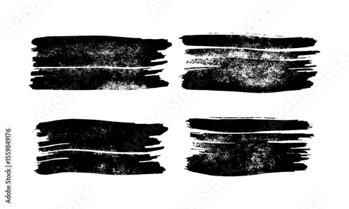 Set of black hand drawn brush strokes