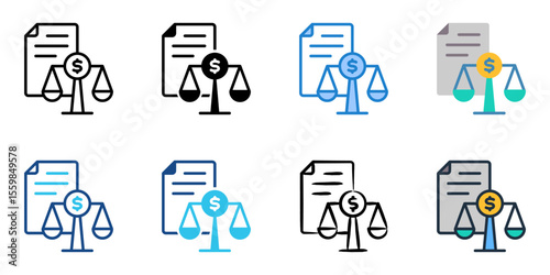 Balance sheet icon set multiple style collection 
