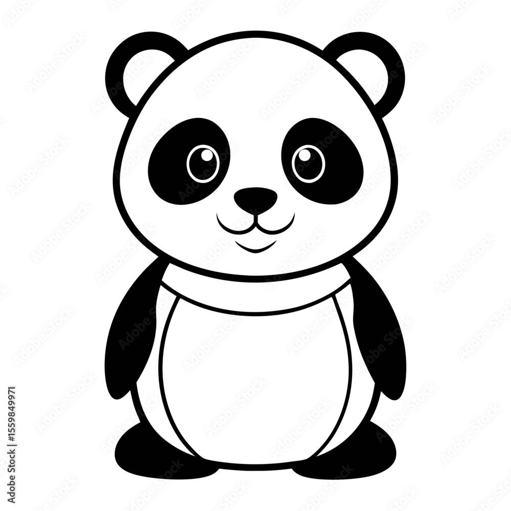 Naklejka premium baby panda in front view outline silhouette vector