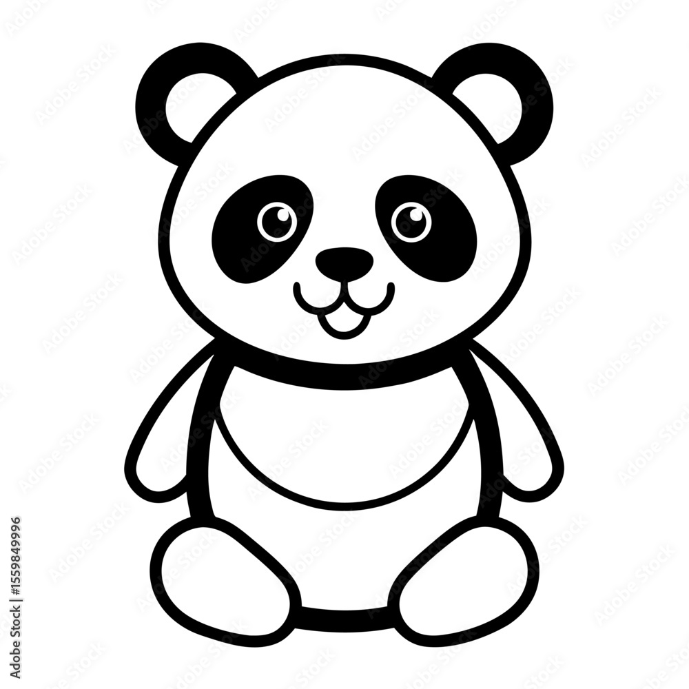 Fototapeta premium baby panda in front view outline silhouette vector