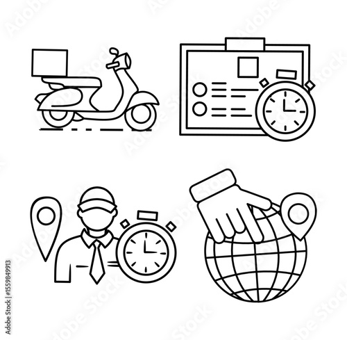 Export import icon collection set. Containing supply chain, trade, customs, tariff, freight, logistic, cargo icon. Simple flat vector.