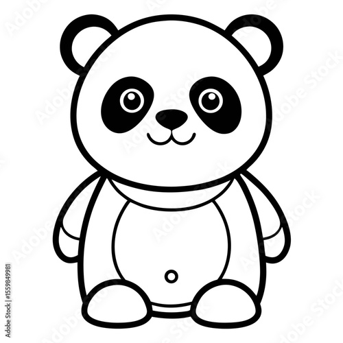 baby panda in front view outline silhouette vector