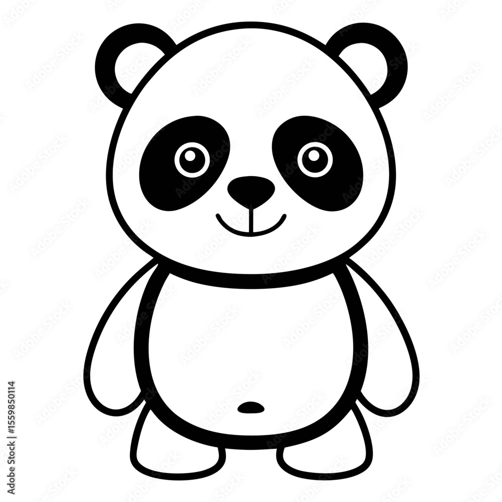 Naklejka premium baby panda in front view outline silhouette vector