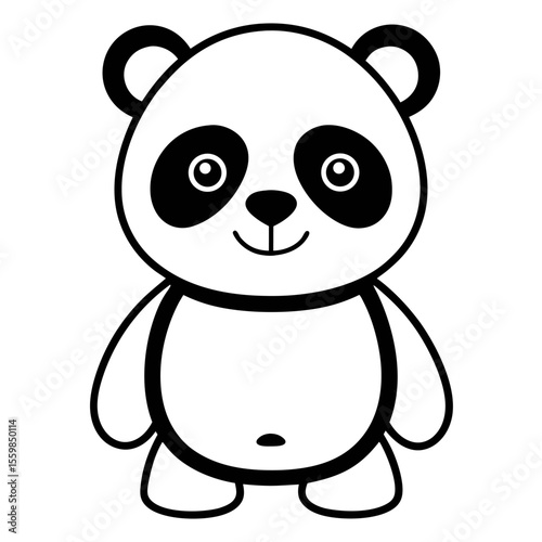 baby panda in front view outline silhouette vector