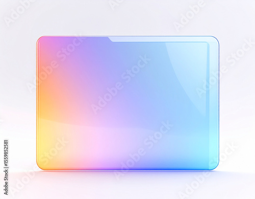A clear glass screen with a rainbow color background