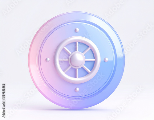 A colorful wheel with a blue center and pink and purple edges