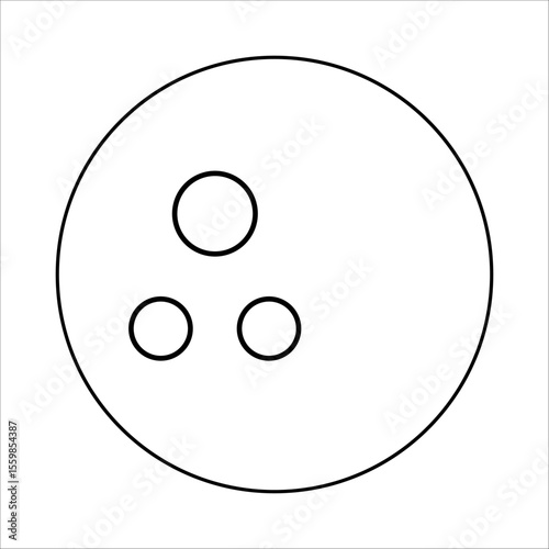 Flat minimalist bowling ball icon in outline style, vector EPS 10.Represents a classic bowling ball with finger holes, suitable for leisure graphics, sports illustrations, and game-related UI elements