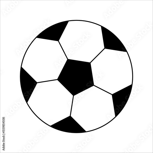 Flat minimalist football icon in outline style, vector EPS 10 format. Depicts a classic soccer ball, ideal for sports illustrations, fitness apps, athletic branding, and recreational activity designs.