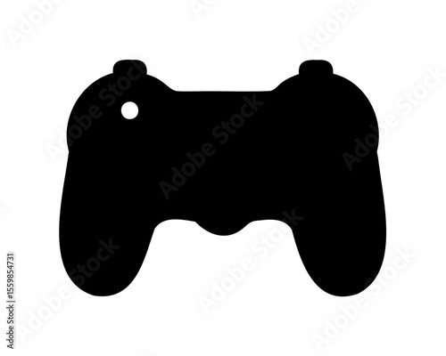 Video game controller silhouette, gamepad flat icon vector