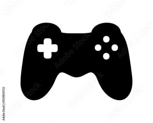 Video game controller silhouette, gamepad flat icon vector
