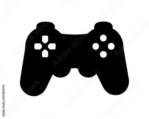 Video game controller silhouette, gamepad flat icon vector