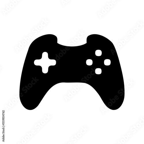 Video game controller silhouette, gamepad flat icon vector