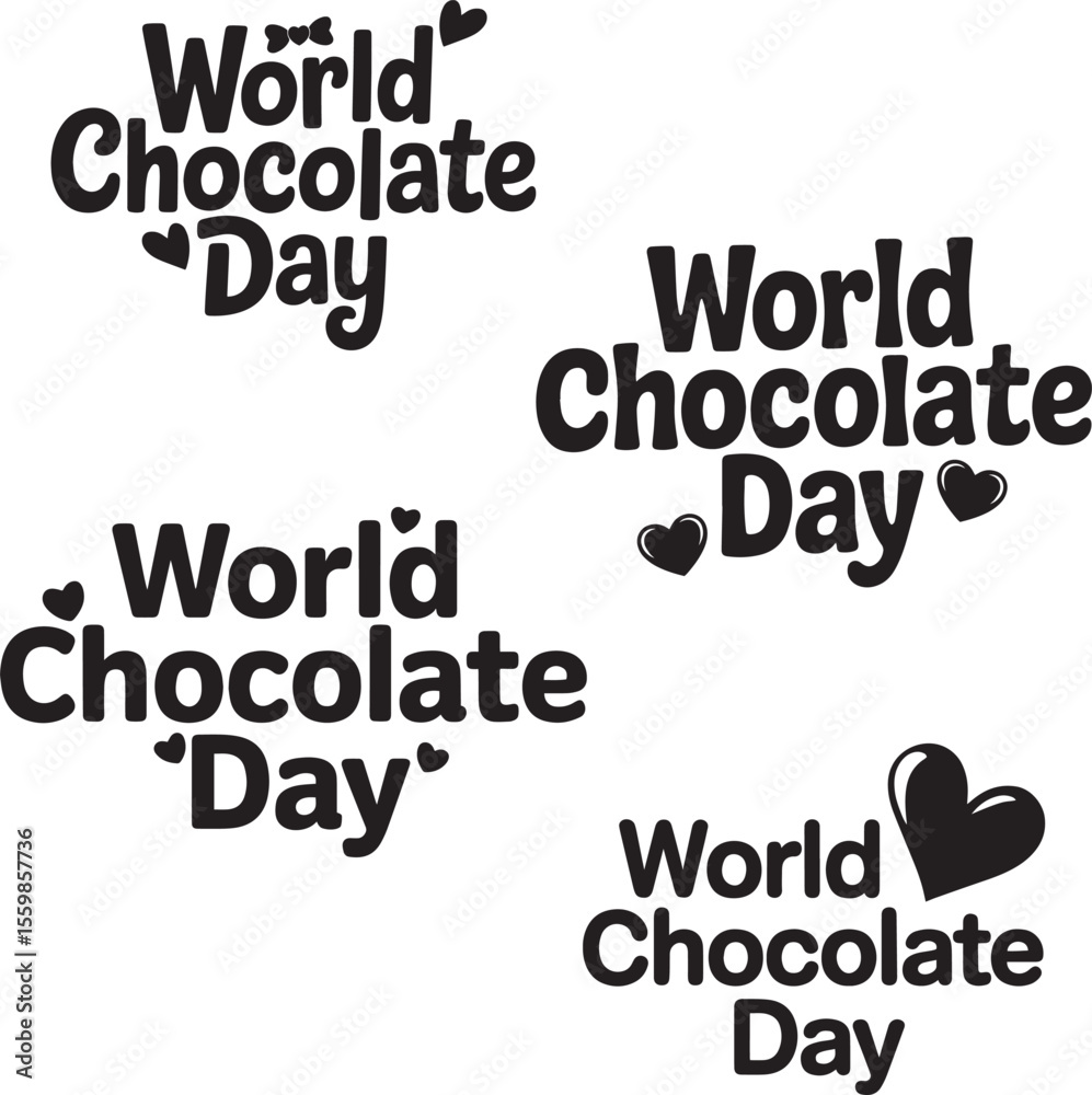 Obraz premium World chocolate day celebration with heart symbols in black and white