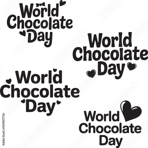 World chocolate day celebration with heart symbols in black and white