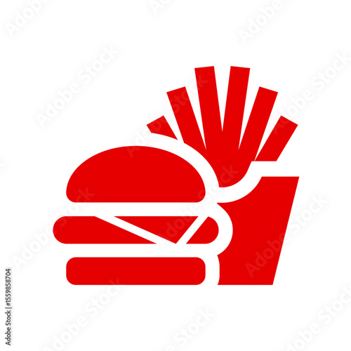 Burger Fries vector icon simple symbol in flat style. Food court icon set. Cafe or restaurant signs, canteens