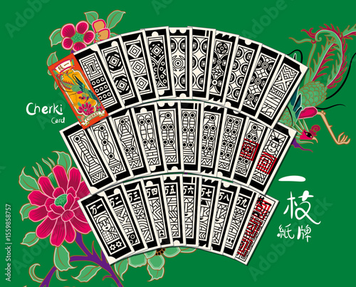 Peranakan Cherki Card. Translation: (Chinese and Malay) Peranakan Playing Card