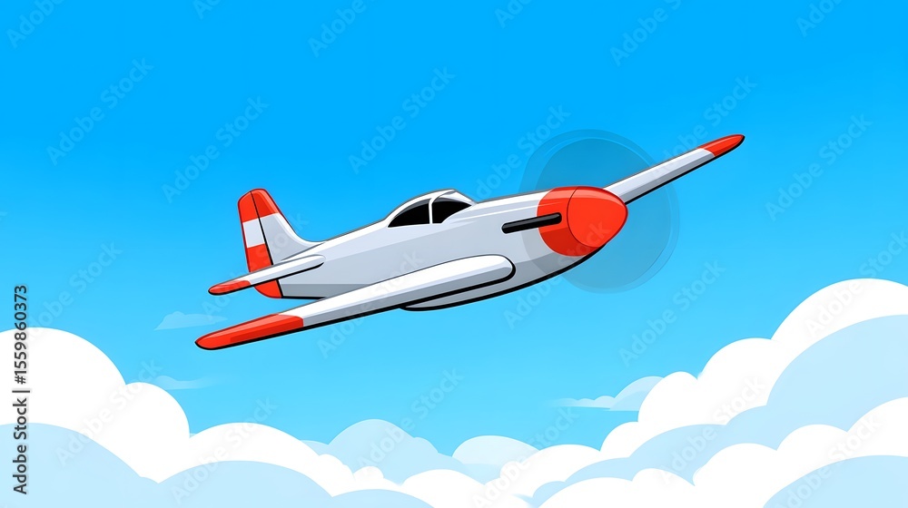 Fototapeta premium Vintage airplane soaring through the clouds