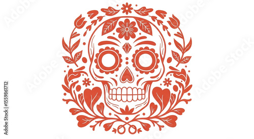 Isolated Ornate Day of the Dead Skull