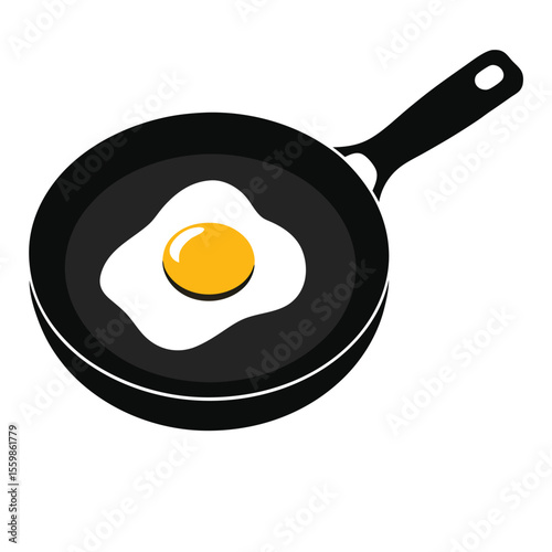 Perfectly Cooked Fried Egg in a Black Frying Pan A Simple Breakfast Icon