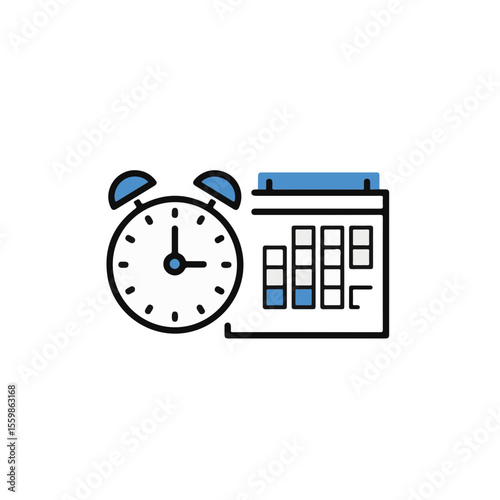Clock and calendar icon representing time and scheduling. 