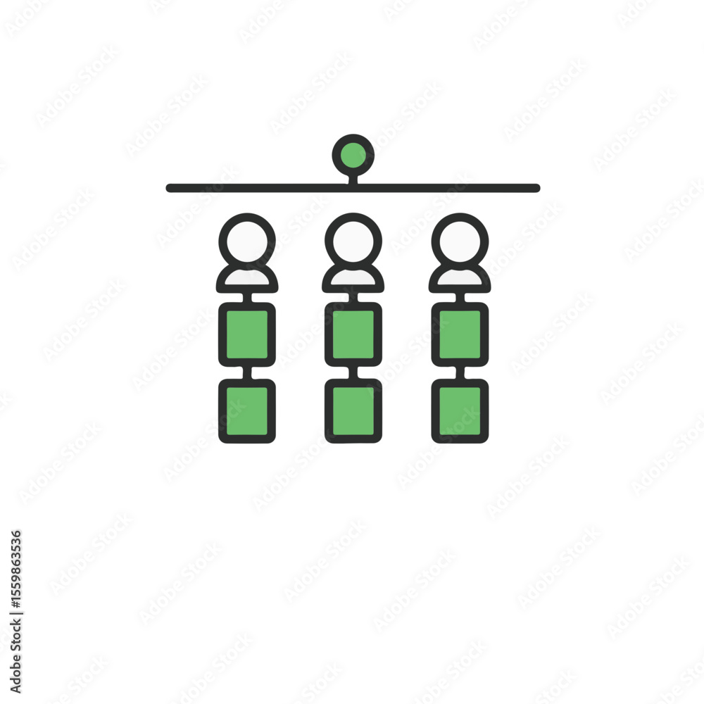 Fototapeta premium A simple illustration of a hierarchical structure with three individuals and a leader.