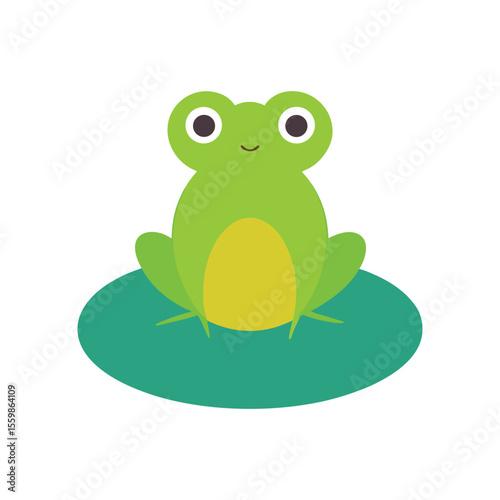 cute frog on lily pad vector art