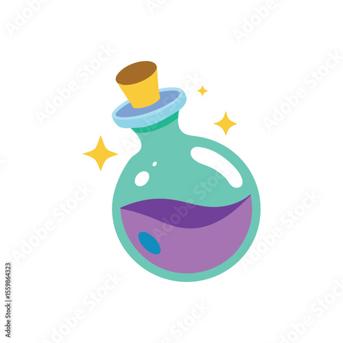 magic potion bottle with sparkles vector art
