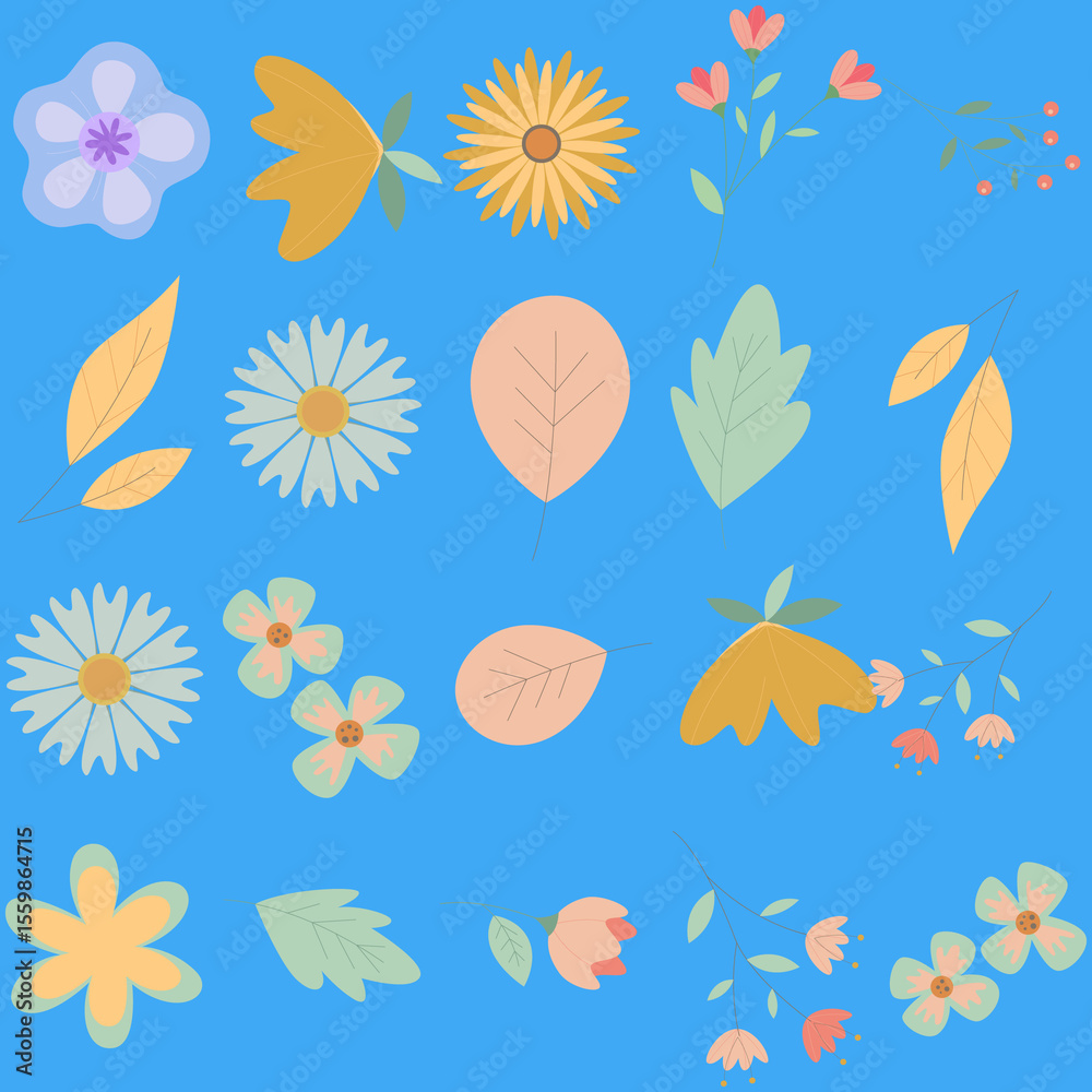 Obraz premium Florar Pattern. Abstract Floral Background Design with Artistic Botanical Elements