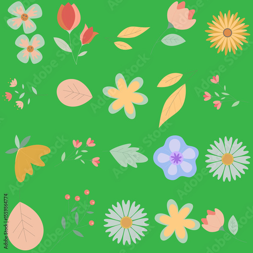 Wallpaper Mural Florar Pattern. Abstract Floral Background Design with Artistic Botanical Elements Torontodigital.ca