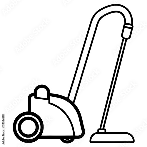 Minimalist Vacuum Cleaner Illustration – Flat Art Style, No People