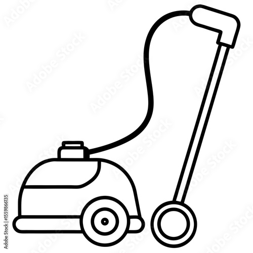 Minimalist Vacuum Cleaner Illustration – Flat Art Style, No People