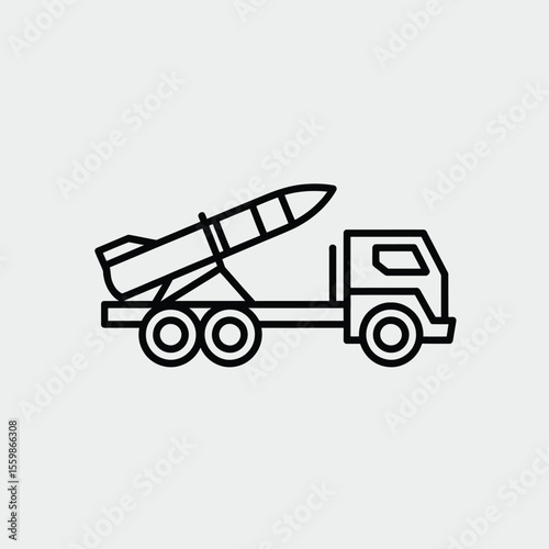 Missile launcher truck outline icon military vehicle with rocket system