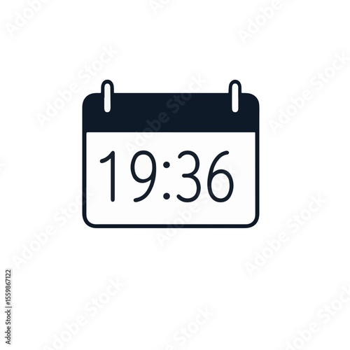 Minimalist black and white calendar icon displaying time, simplicity