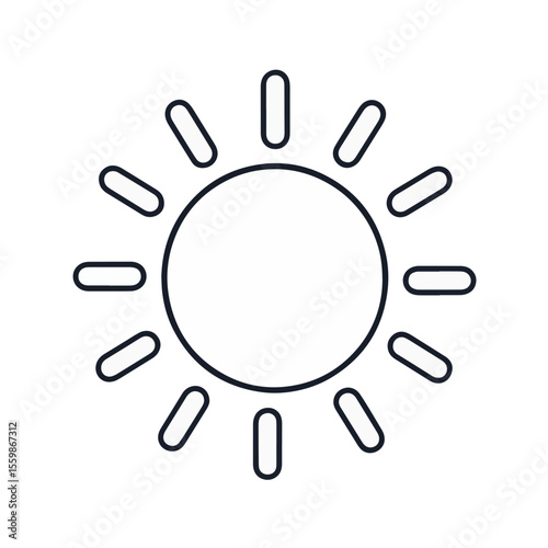 Minimalist sunbeam icon on white background, simplicity and brightness