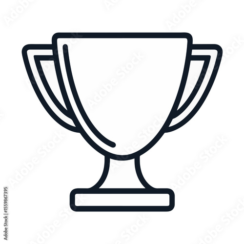 Minimalist trophy icon on white background, achievement concept