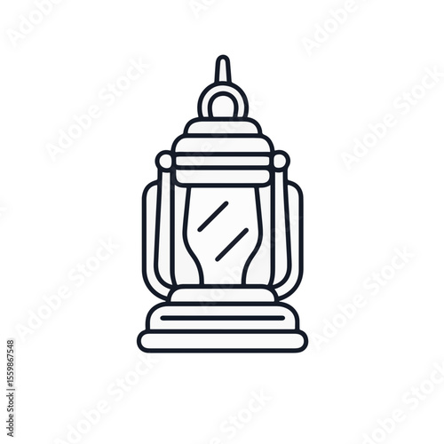 Minimalist black and white lantern icon on plain white background, symbolism