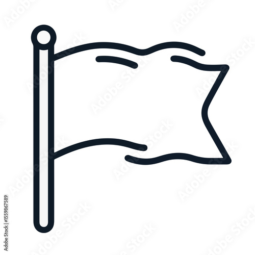Minimalist black and white flag icon on plain white background, symbolism