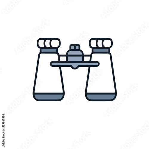 Minimalist black and white binoculars icon, vision and discovery