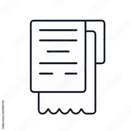 Minimalist black and white receipt icon on plain background, clarity