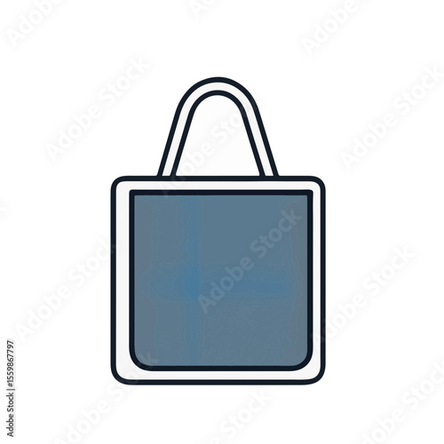 Minimalist black and white bag icon on plain background, simplicity
